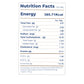 Nutrition facts label of witbran fiber rich flour on a white background