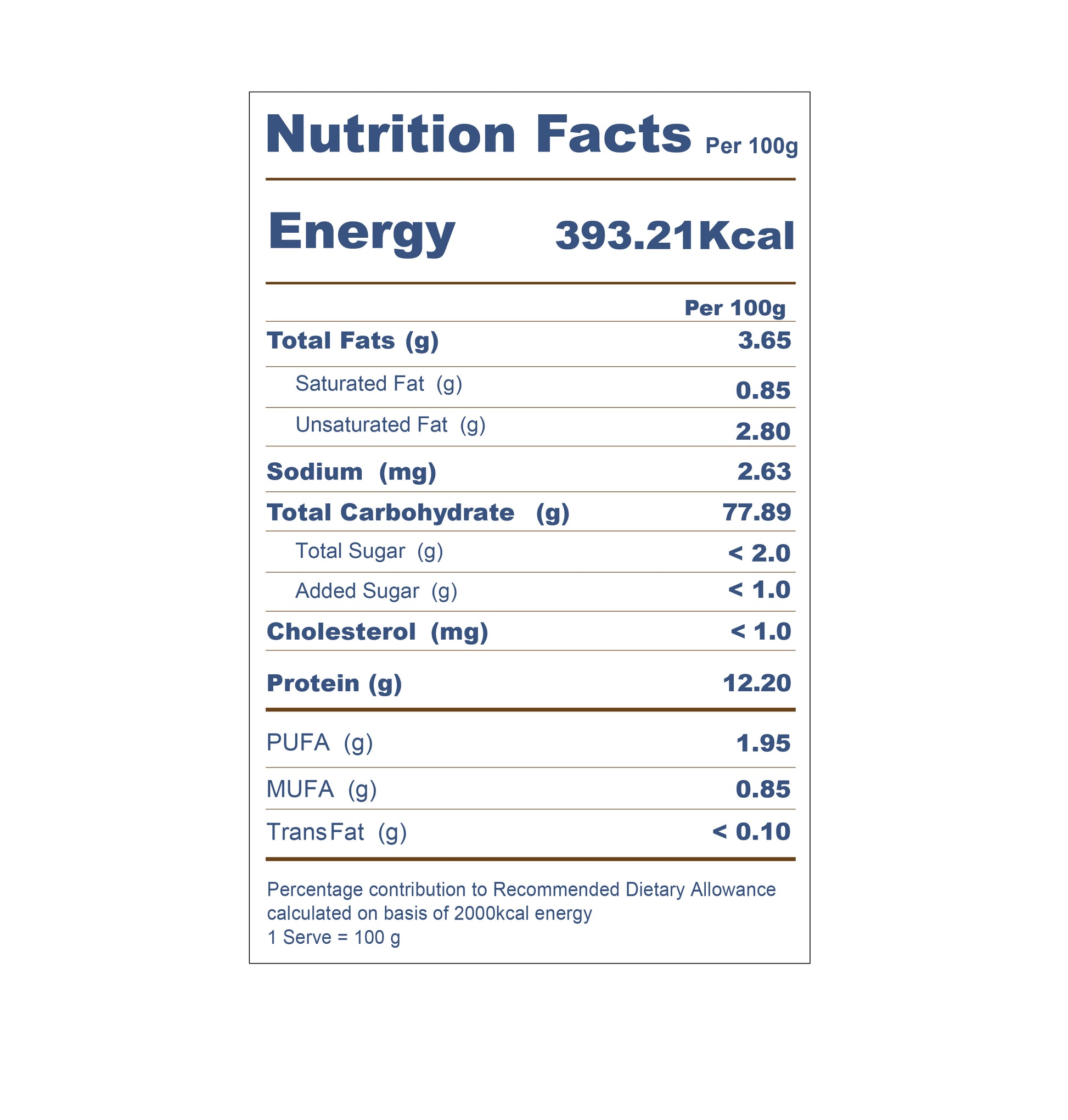 Nutrition facts label for calcium boost on a white background