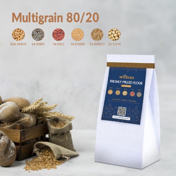 multigrain atta 500g sample. highly nutritious atta. bajra, jowar, ragi, soya, wheat, barley